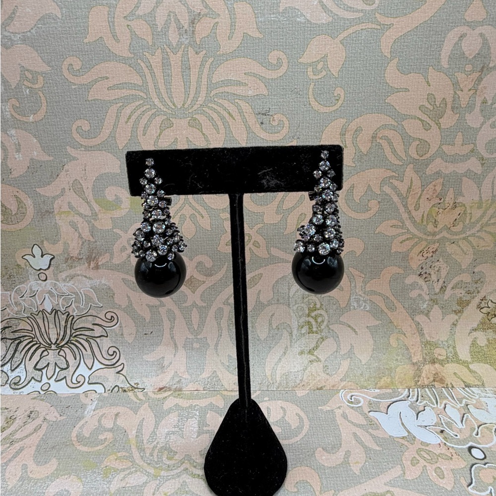 Elegant Black and Silver Drop Earrings
